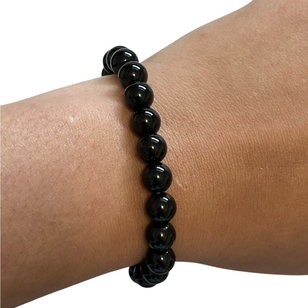 Unisex Black Obsidian Gemstone Beaded Bracelet